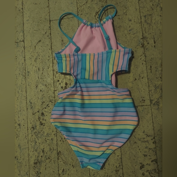 Pastel rainbow stripe one piece swim suit size medium 8, Cat & Jack - Picture 5 of 10